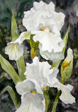 watercolor landscape Painting - white flower watercolor
